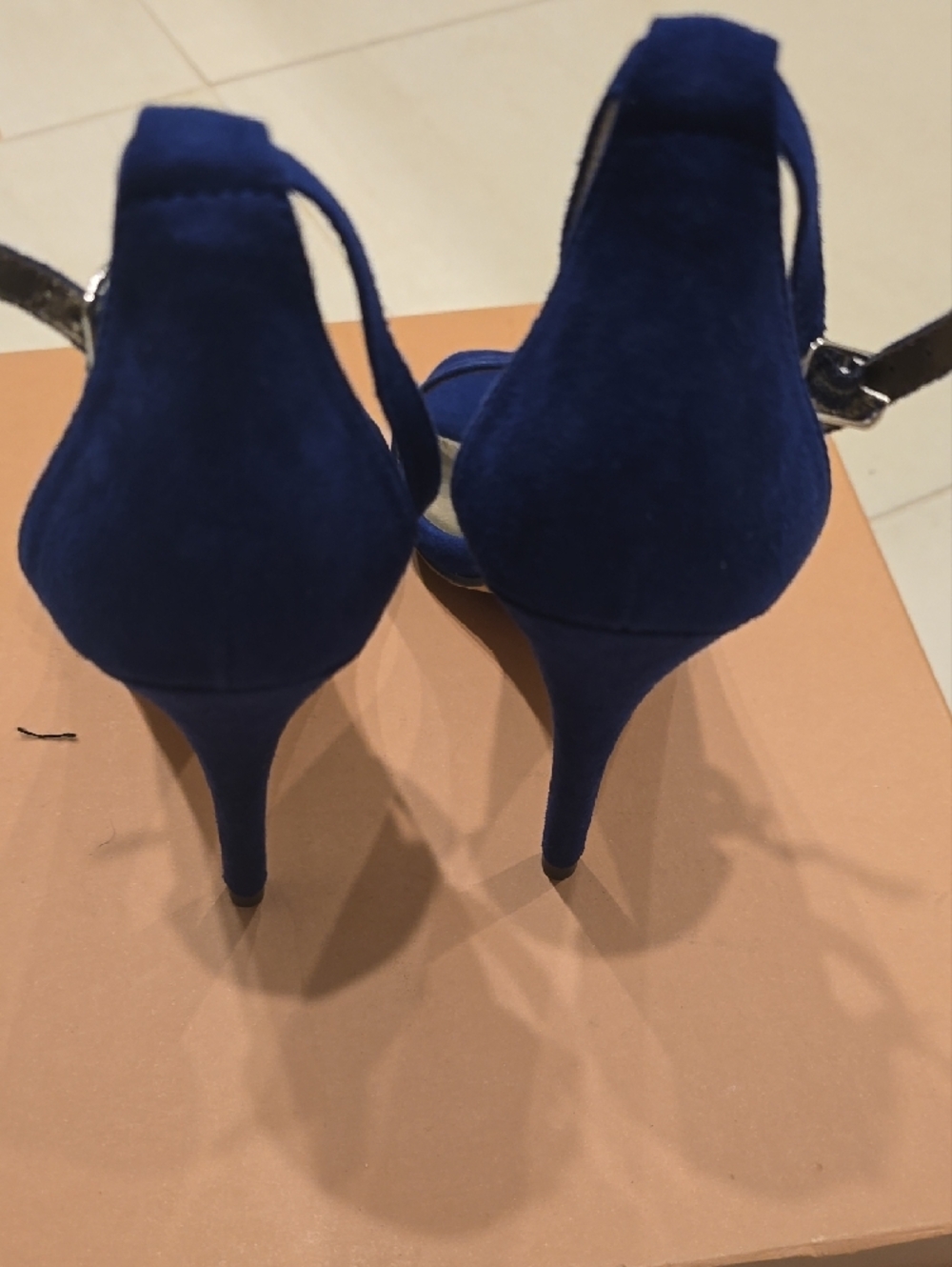 Michael Antonio Royal Blue Suede Ankle-Strap Heels-New - Picture 4 of 9